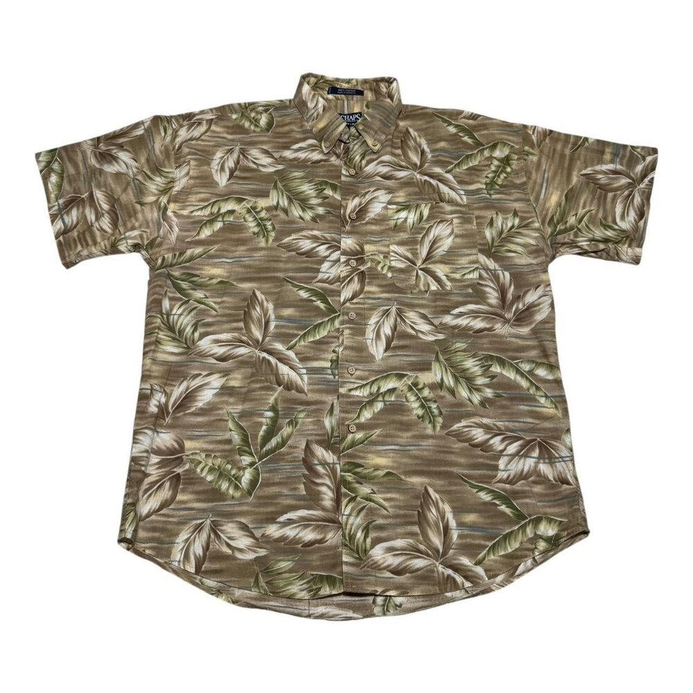 VNTG Chaps Ralph Lauren Floral Art Casual Button Down Shirt Mens Large (Fits XL)